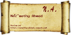 Némethy Ahmed névjegykártya